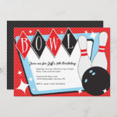 Bowling Birthday Party - Uitnodigingen (Voorkant / Achterkant)