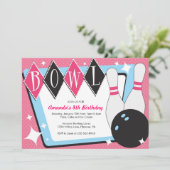 Bowling Birthday Party - Uitnodigingen (Staand voorkant)