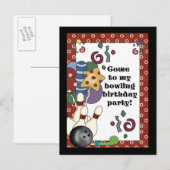 Bowling Birthday Party - Uitnodigingen (Voorkant / Achterkant)