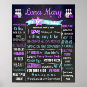 Bowling Birthday-schoolbord meisje Poster (Voorkant)