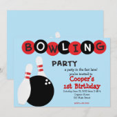 Bowling Birthday Uitnodiging (Voorkant / Achterkant)