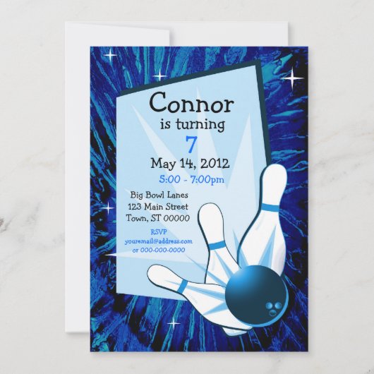 Bowling Birthday Uitnodiging (Voorkant)