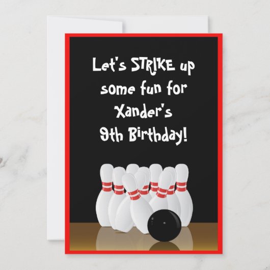 Bowling Birthday Uitnodiging (Achterkant)