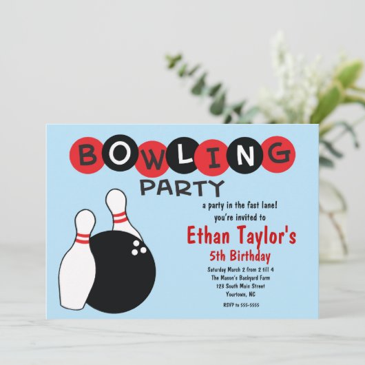 Bowling Birthday Uitnodiging (Staand voorkant)