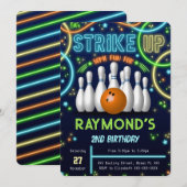 Bowling Birthday Uitnodiging (Voorkant / Achterkant)