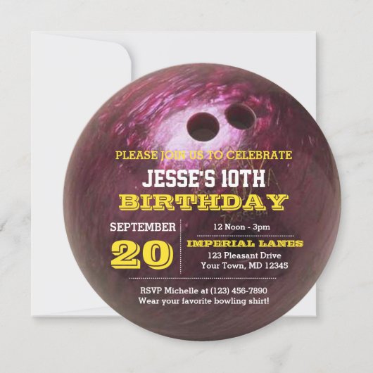 Bowling Birthday Uitnodiging (Voorkant)