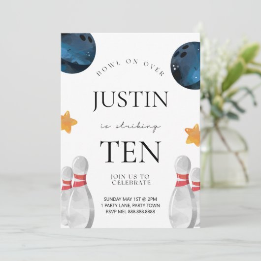 Bowling Birthday Uitnodiging voor kinderen (Staand voorkant)