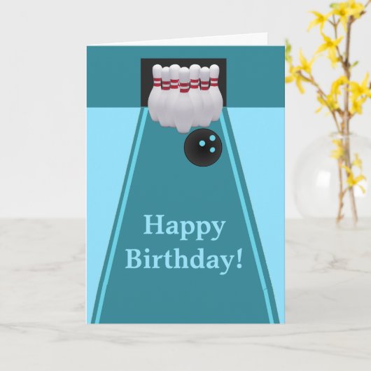 Bowling Birthday Wenskaart Kaart (Gele Bloem)