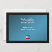 Bowling - Blue Birthday Party uitnodigingen (Achterkant)