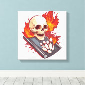Bowling Bones - Grappige sportsschedel Canvas Afdruk (Insitu (Houten vloer))