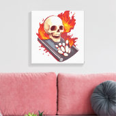 Bowling Bones - Grappige sportsschedel Canvas Afdruk (Insitu (Woonkamer))