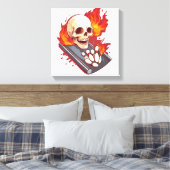 Bowling Bones - Grappige sportsschedel Canvas Afdruk (Insitu (Slaapkamer))