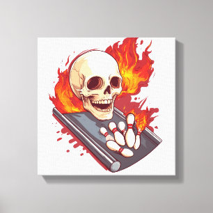 Bowling Bones - Grappige sportsschedel Canvas Afdruk