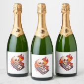 Bowling Botten - Funny Sports Skull Sparkling Wijnetiket (Flessen)