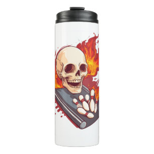 Bowling Botten - Funny Sports Skull Thermosbeker