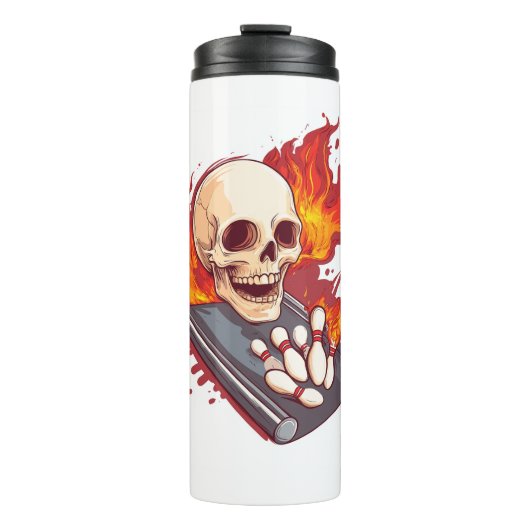 Bowling Botten - Funny Sports Skull Thermosbeker (Voorkant)