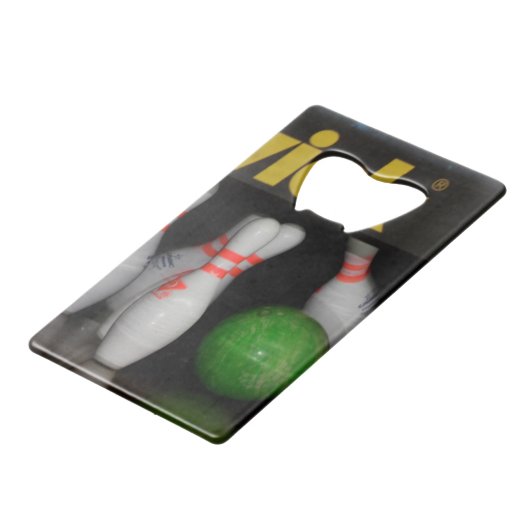 Bowling Bottle Open Creditkaart Flessenopener (Voorkant Gekanteld)