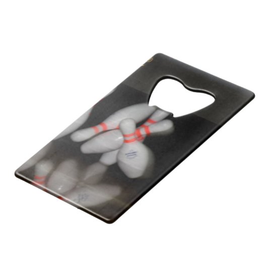Bowling Bottle Open Creditkaart Flessenopener (Voorkant Gekanteld)