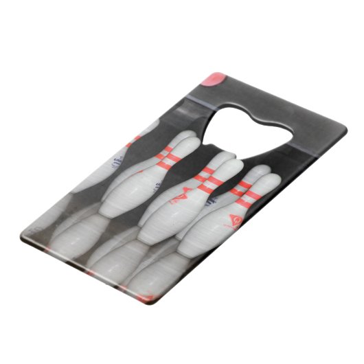 Bowling Bottle Open Creditkaart Flessenopener (Voorkant Gekanteld)
