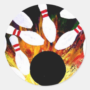 BOWLING BOWL STRIKE BUTTONNEN van Teo Alfonso Ronde Sticker