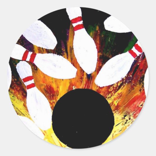BOWLING BOWL STRIKE BUTTONNEN van Teo Alfonso Ronde Sticker (Voorkant)