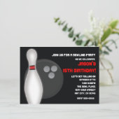 Bowling Bowl verjaardagsfeestje uitnodiging jongen (Staand voorkant)