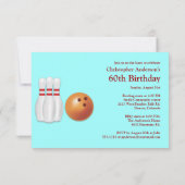 Bowling, bowler 60th Birthday Invitation. Kaart (Achterkant)