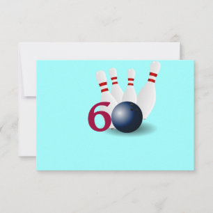 Bowling, bowler 60th Birthday Invitation. Kaart