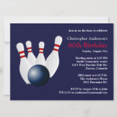 Bowling, bowler 60th Birthday Uitnodiging. Kaart (Achterkant)