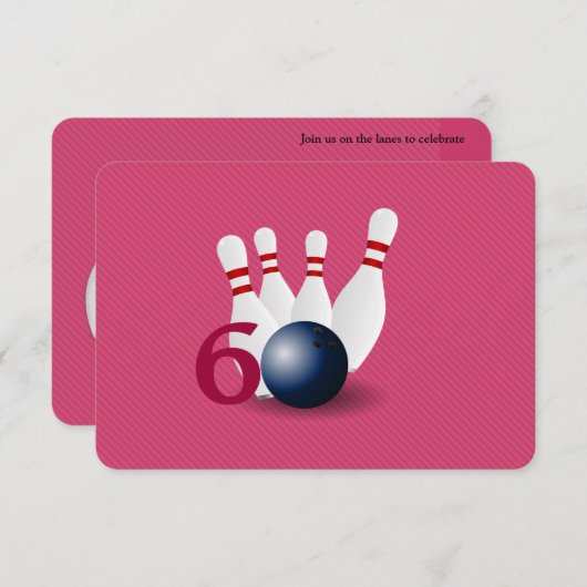 Bowling, bowler 60th Birthday Uitnodiging. Kaart (Voorkant / Achterkant)