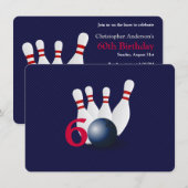 Bowling, bowler 60th Birthday Uitnodiging. Kaart (Voorkant / Achterkant)