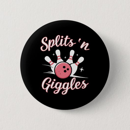 Bowling Bowler Grappige Splits N Gelach Bowling By Ronde Button 5,7 Cm (Voorkant)