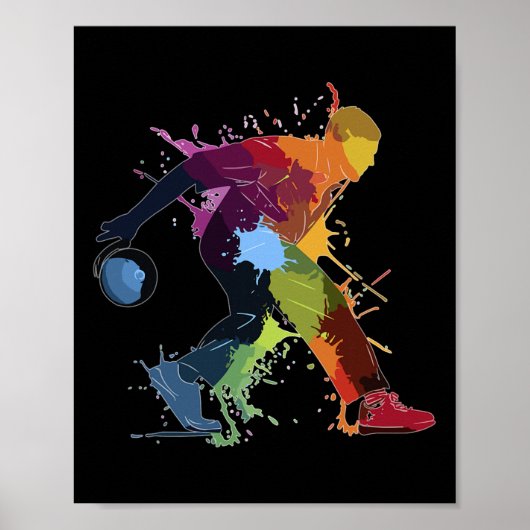 Bowling Bowler Verfspatten Poster (Voorkant)