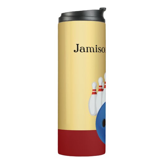 Bowling - Bowling Ball en Pins Design personaliser Thermosbeker (Gedraaid links)