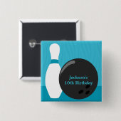 Bowling Boy Birthday Party Button (Voorkant /achterkant)