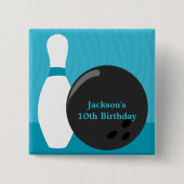 Bowling Boy Birthday Party Button (Voorkant)