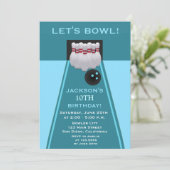 Bowling Boy Birthday Party Invitation Kaart (Staand voorkant)