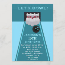 Bowling Boy Birthday Party Invitation