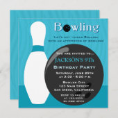 Bowling Boy Birthday Party Invitation Kaart (Voorkant / Achterkant)