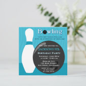 Bowling Boy Birthday Party Invitation Kaart (Staand voorkant)