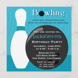 Bowling Boy Birthday Party Invitation Kaart