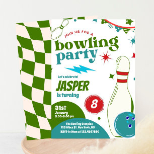 Bowling Boy Birthday Party   Sluiting van een deuk Kaart