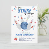 Bowling Boy Birthday Uitnodiging breekt een beetje (Staand voorkant)