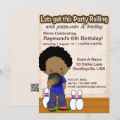 Bowling Boy Party Invite Kaart (Voorkant / Achterkant)