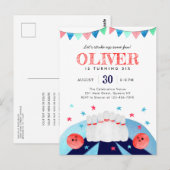 Bowling Boy Verjaardagsfeestje Strike Up Some Fun Briefkaart (Voorkant / Achterkant)