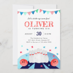 Bowling Boy Verjaardagsfeestje Strike Up Some Fun Kaart