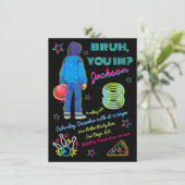 Bowling Bruh Neon Rolschaatsen Verjaardag Kaart (Staand voorkant)