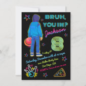 Bowling Bruh Neon Rolschaatsen Verjaardag Kaart (Voorkant)