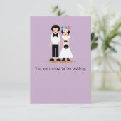 Bowling bruid en bruidegom op hun trouwdag kaart (Staand voorkant)