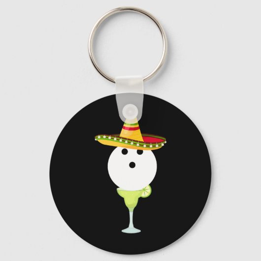 Bowling Bull met Sombrero en Margarita Sport Cin Sleutelhanger (Voorkant)